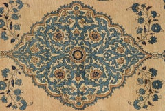 Antique Tabriz Carpet, Hadji Jalili Persian Rug, Earth Tones, Ivory and Blue