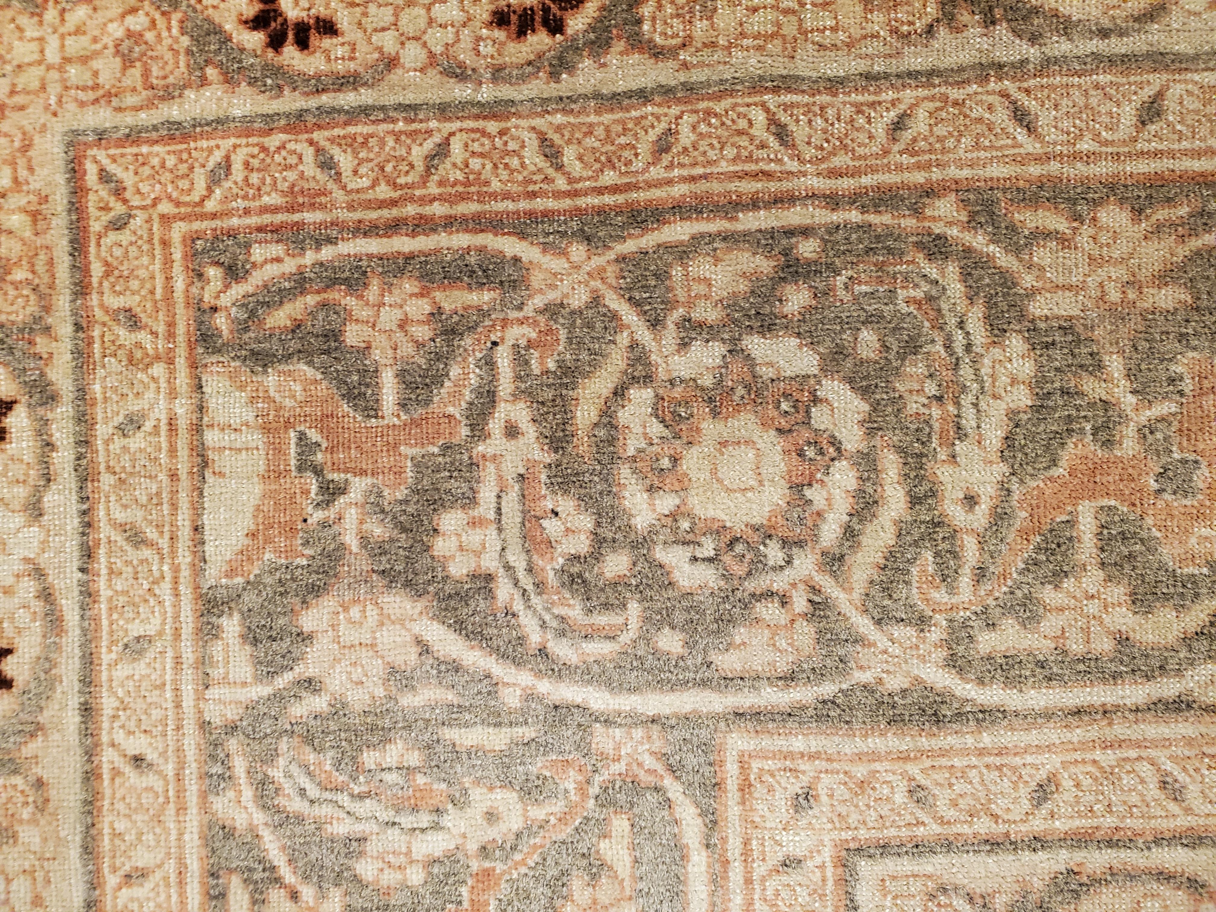 Antique Tabriz Carpet, Hadji Jalili Persian Rug, Earth Tones, Ivory, Terracotta For Sale 3
