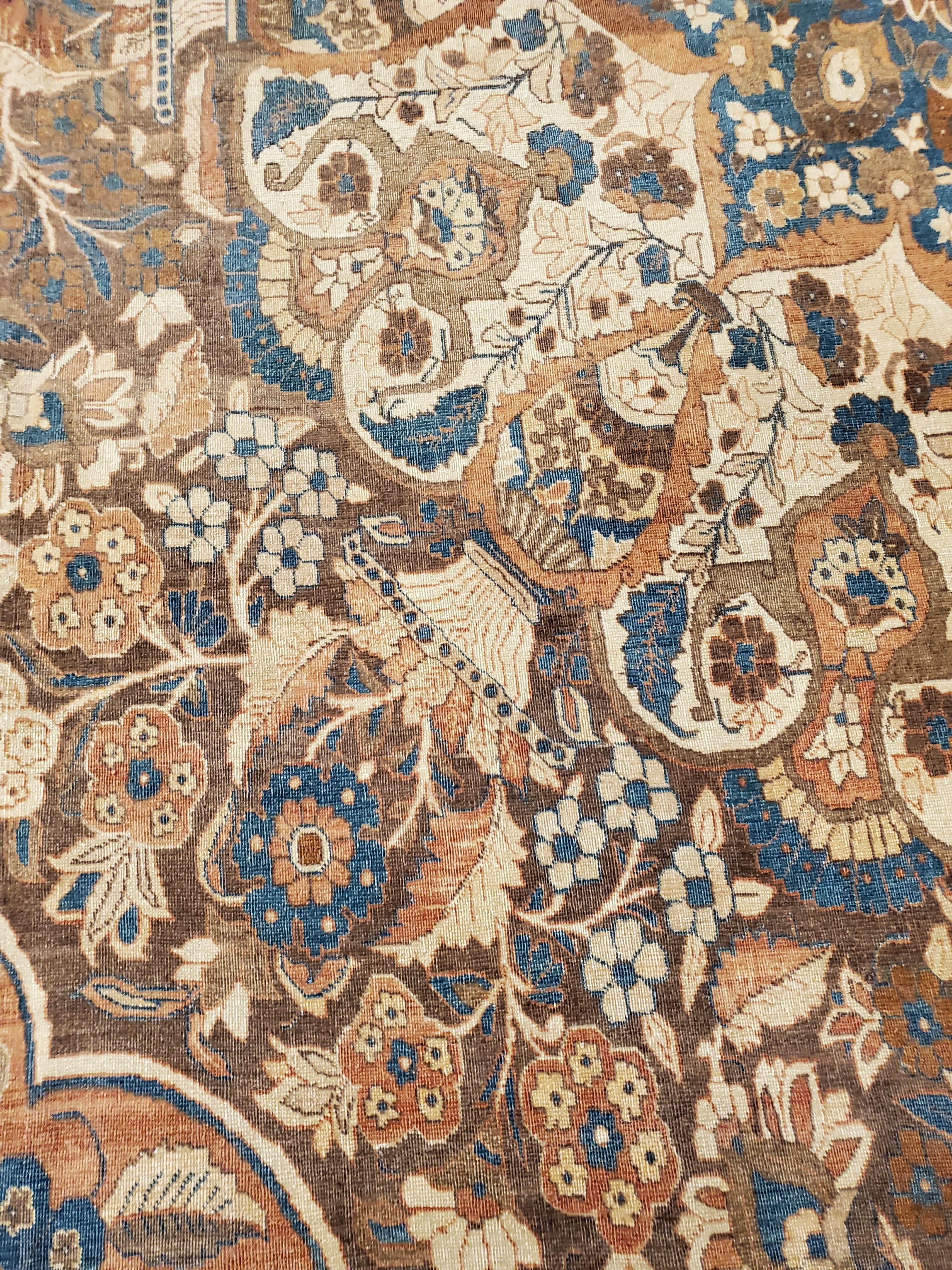 Antiker Täbris-Teppich, Hadji Jalili Perserteppich, Erdtöne, Elfenbein, Terrakotta im Angebot 4