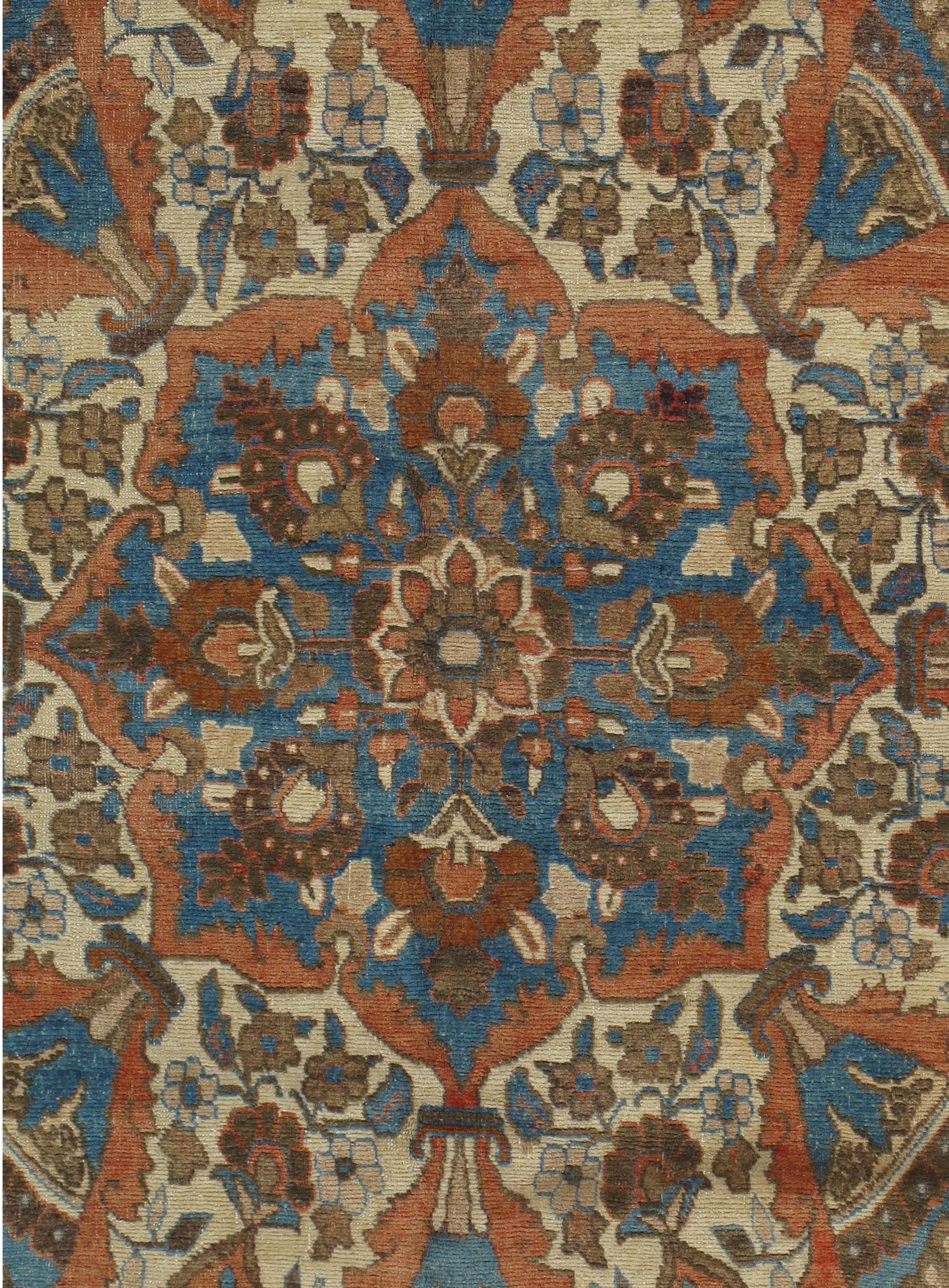 Antiker Täbris-Teppich, Hadji Jalili Perserteppich, Erdtöne, Elfenbein, Terrakotta (Tabriz) im Angebot