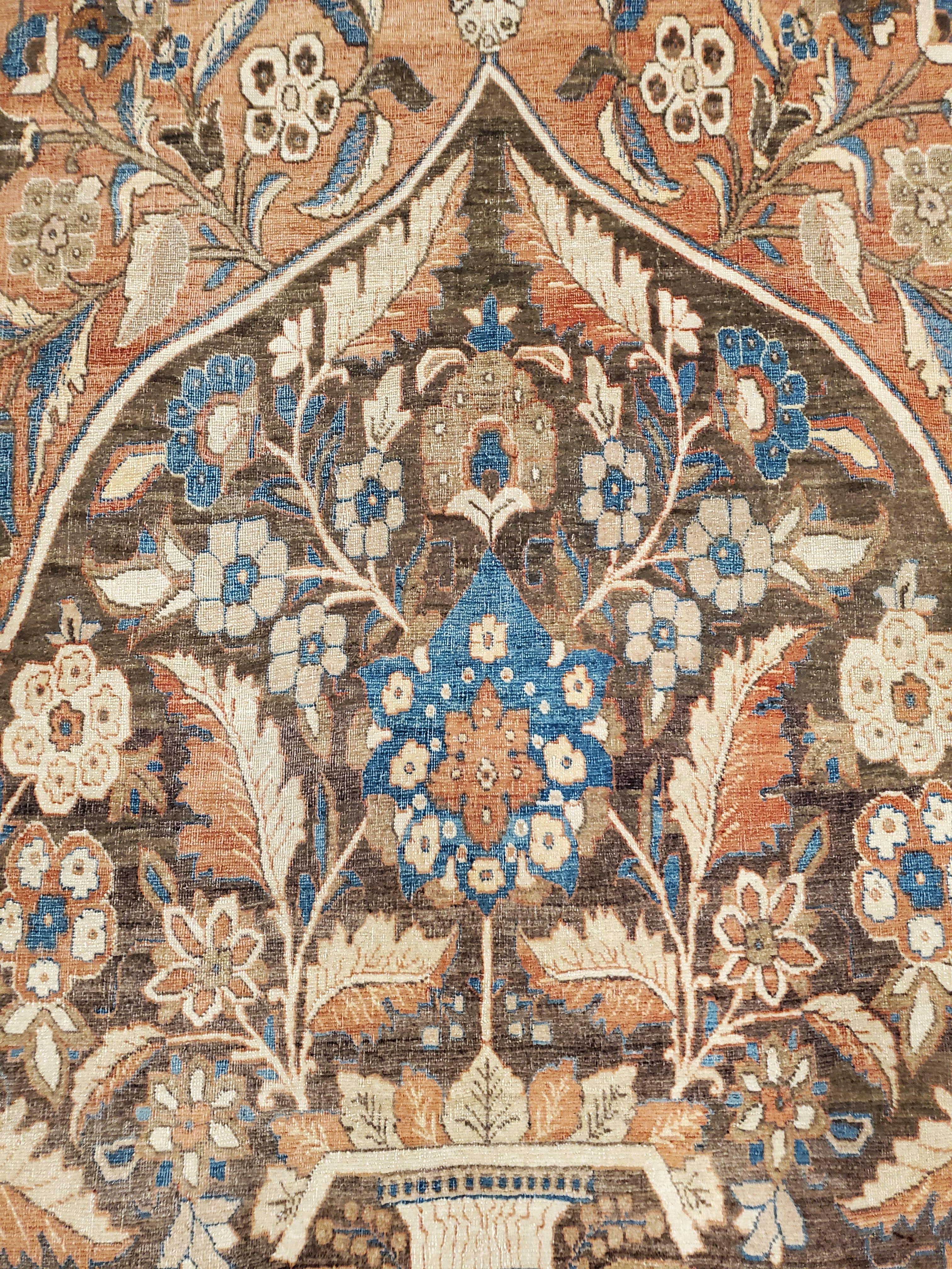 Antiker Täbris-Teppich, Hadji Jalili Perserteppich, Erdtöne, Elfenbein, Terrakotta im Zustand „Gut“ im Angebot in Port Washington, NY
