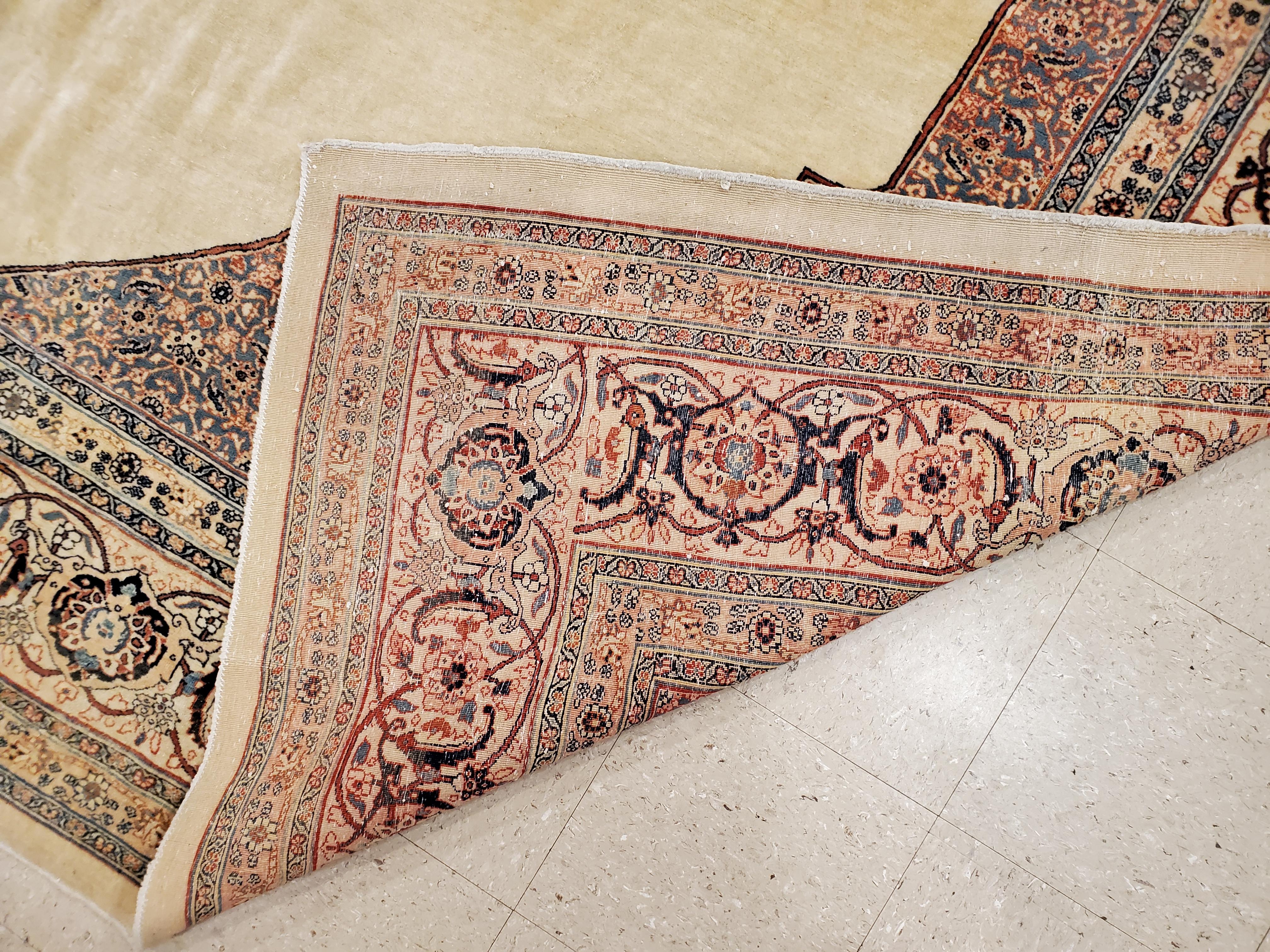 Antique Tabriz Carpet, Hadji Jalili Persian Rug, Earth Tones, Ivory, Terracotta For Sale 2