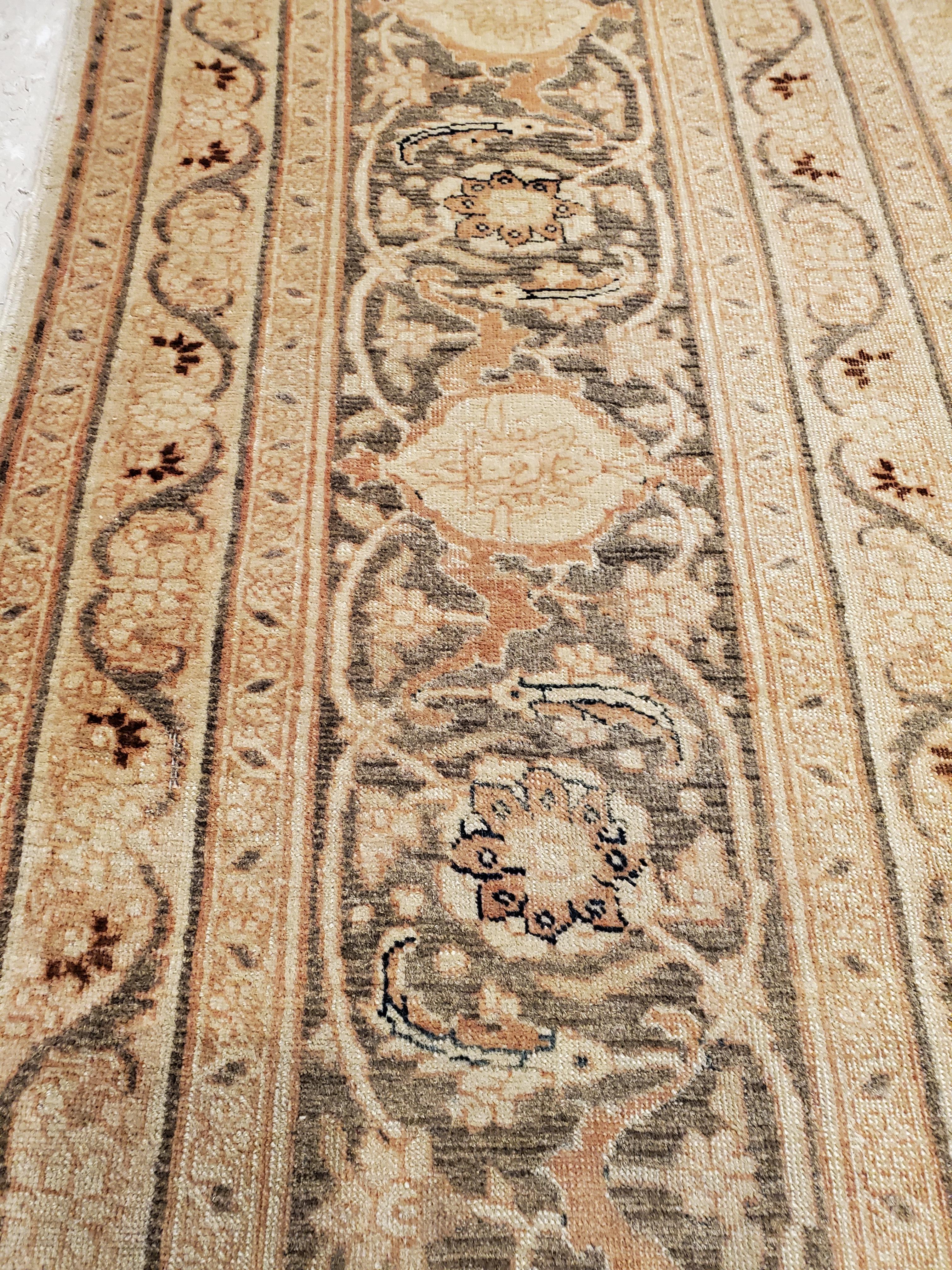 Wool Antique Tabriz Carpet, Hadji Jalili Persian Rug, Earth Tones, Ivory, Terracotta For Sale