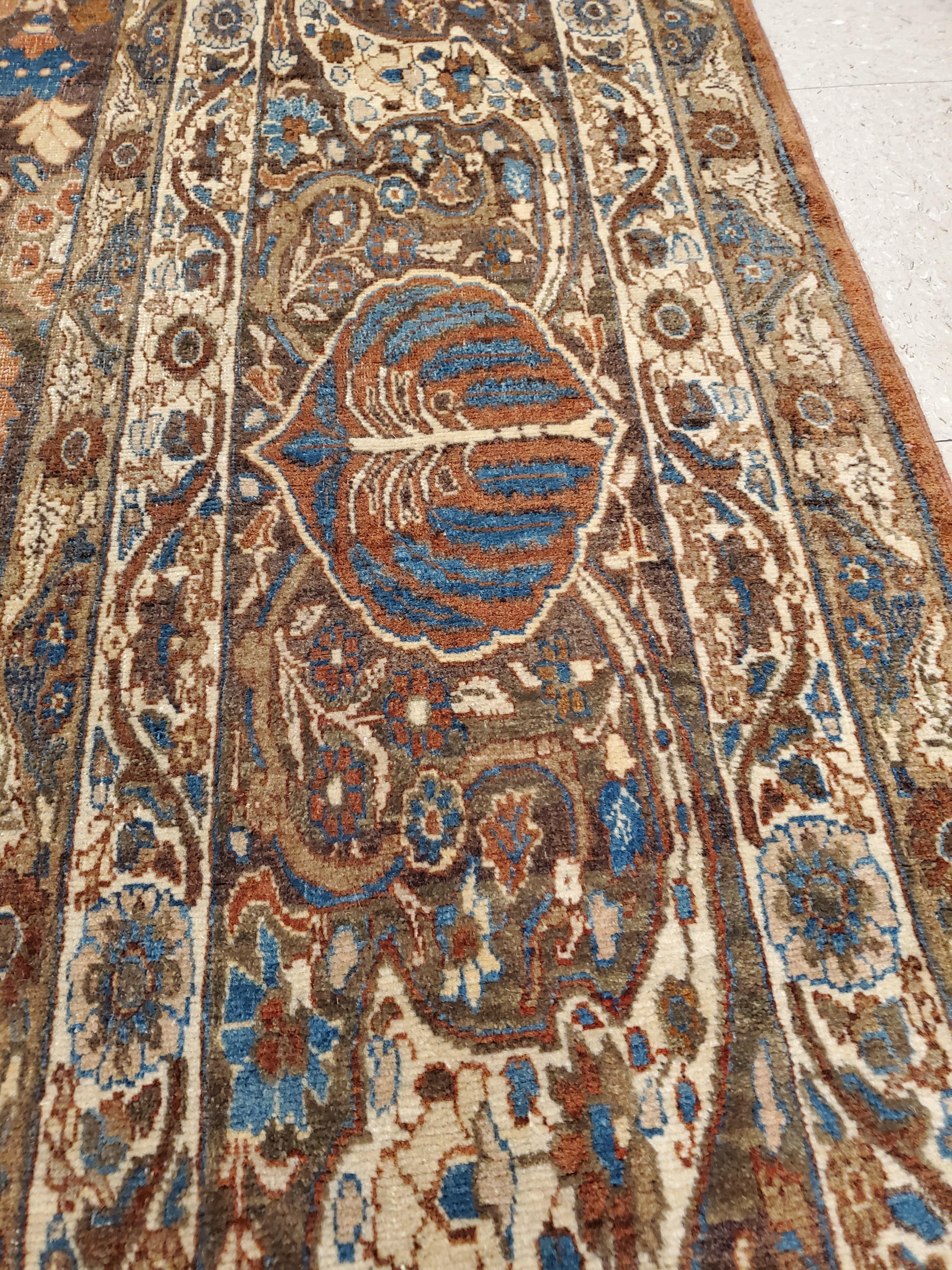 Antiker Täbris-Teppich, Hadji Jalili Perserteppich, Erdtöne, Elfenbein, Terrakotta (Wolle) im Angebot