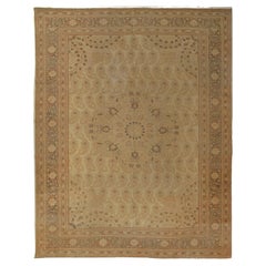 Tappeto Tabriz antico, Tappeto persiano Hadji Jalili, Toni della terra, Avorio, Terracotta