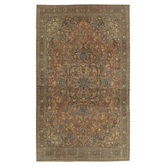 Tappeto Tabriz antico, Tappeto persiano Hadji Jalili, Toni della terra, Avorio, Terracotta