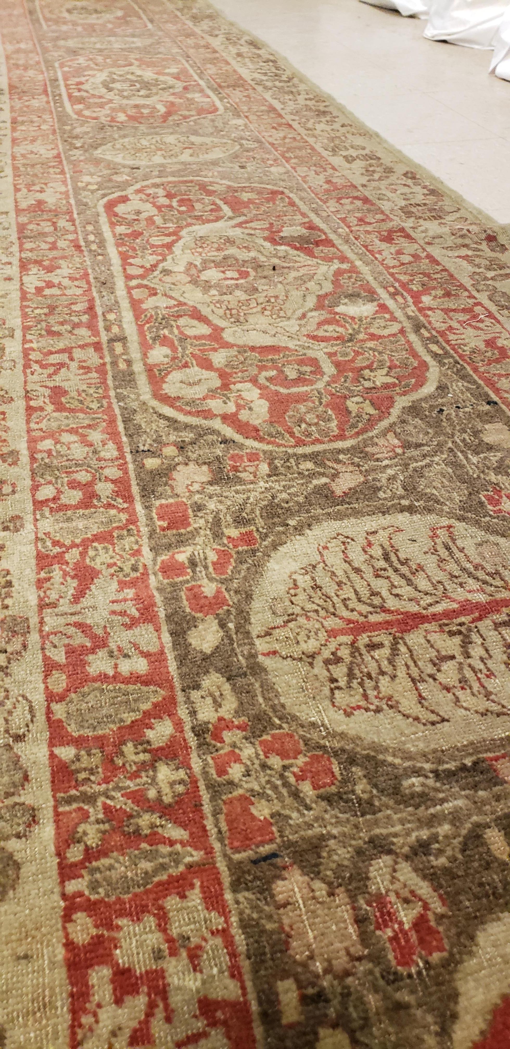 Antique Tabriz Carpet, Hadji Jalili Persian Rug, Earth Tones, Light Blue, Coral For Sale 1