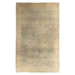 Antique Tabriz Carpet, Handmade Carpet, Light Blue, Soft Saffron and Ivory