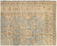 Antique Tabriz Carpet, Handmade Carpet, Light Blue, Soft Saffron and Ivory