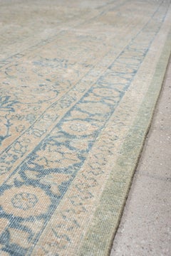 Antique Tabriz Carpet, Pale Blue Green Field, circa 1930s