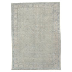 Antique Tabriz Carpet, Pale Blue Green Field, circa 1930s