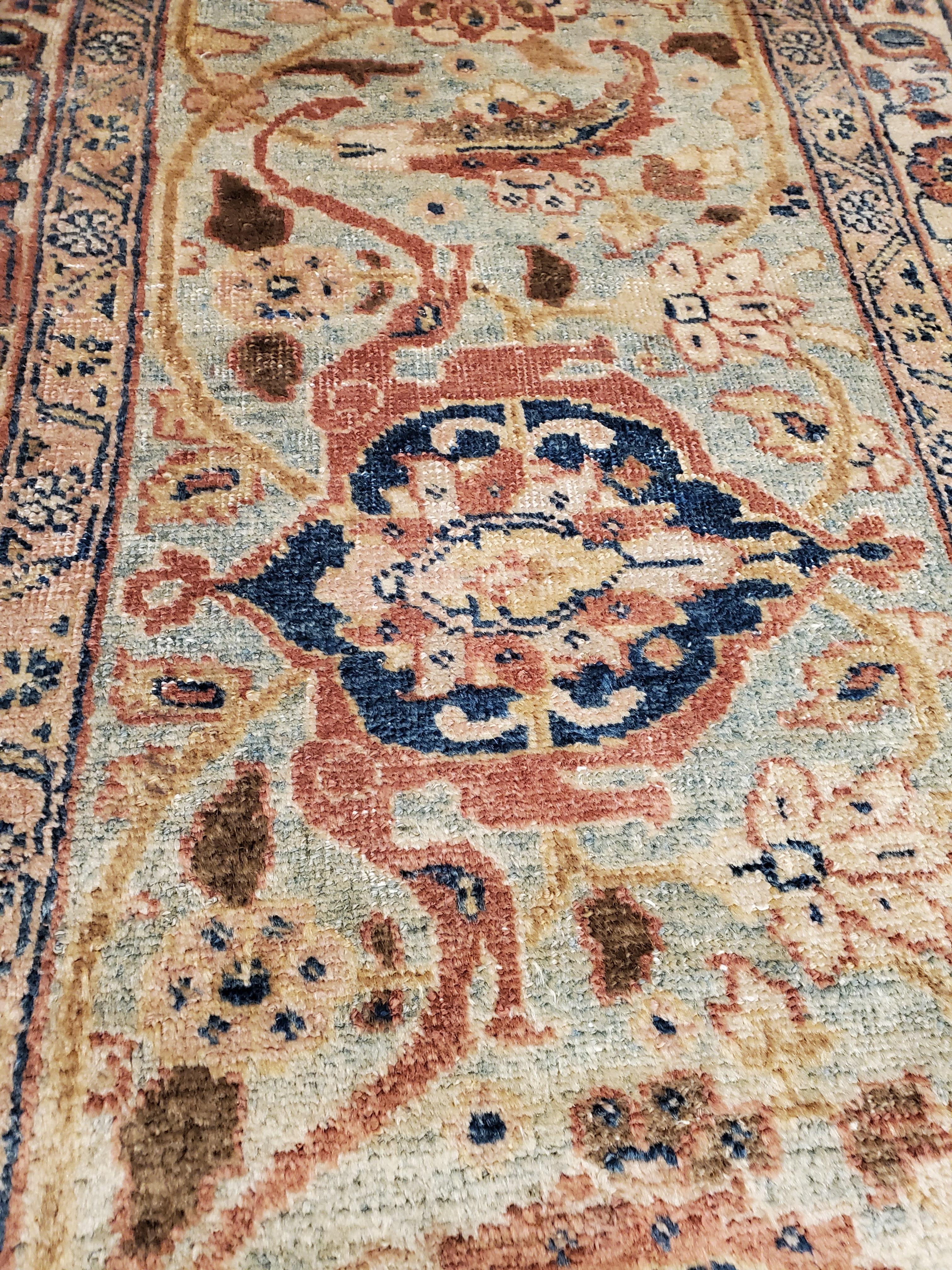 Antique Tabriz Carpet, Persian Rug, Earth Tones, Ivory, Soft Colors For Sale 4