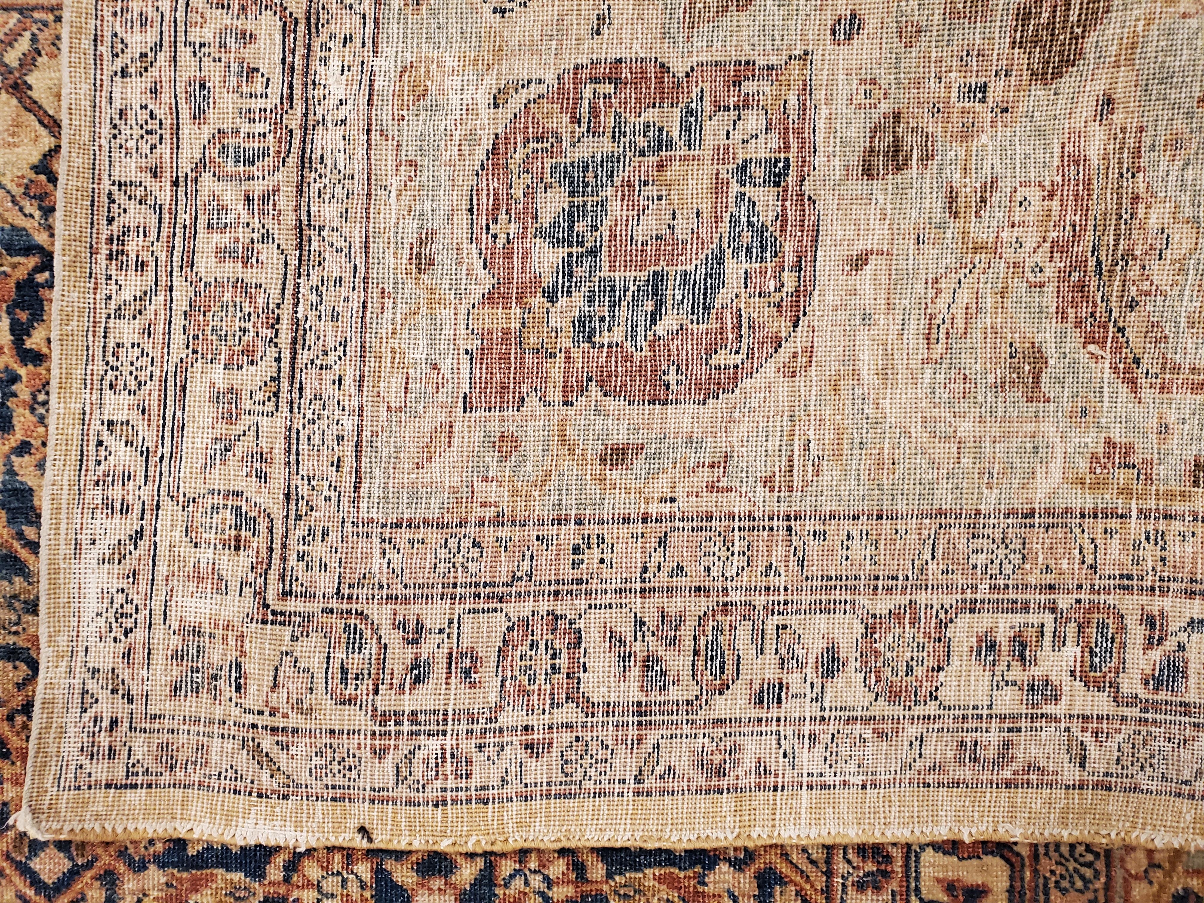 19th Century Antique Tabriz Carpet, Persian Rug, Earth Tones, Ivory, Soft Colors For Sale