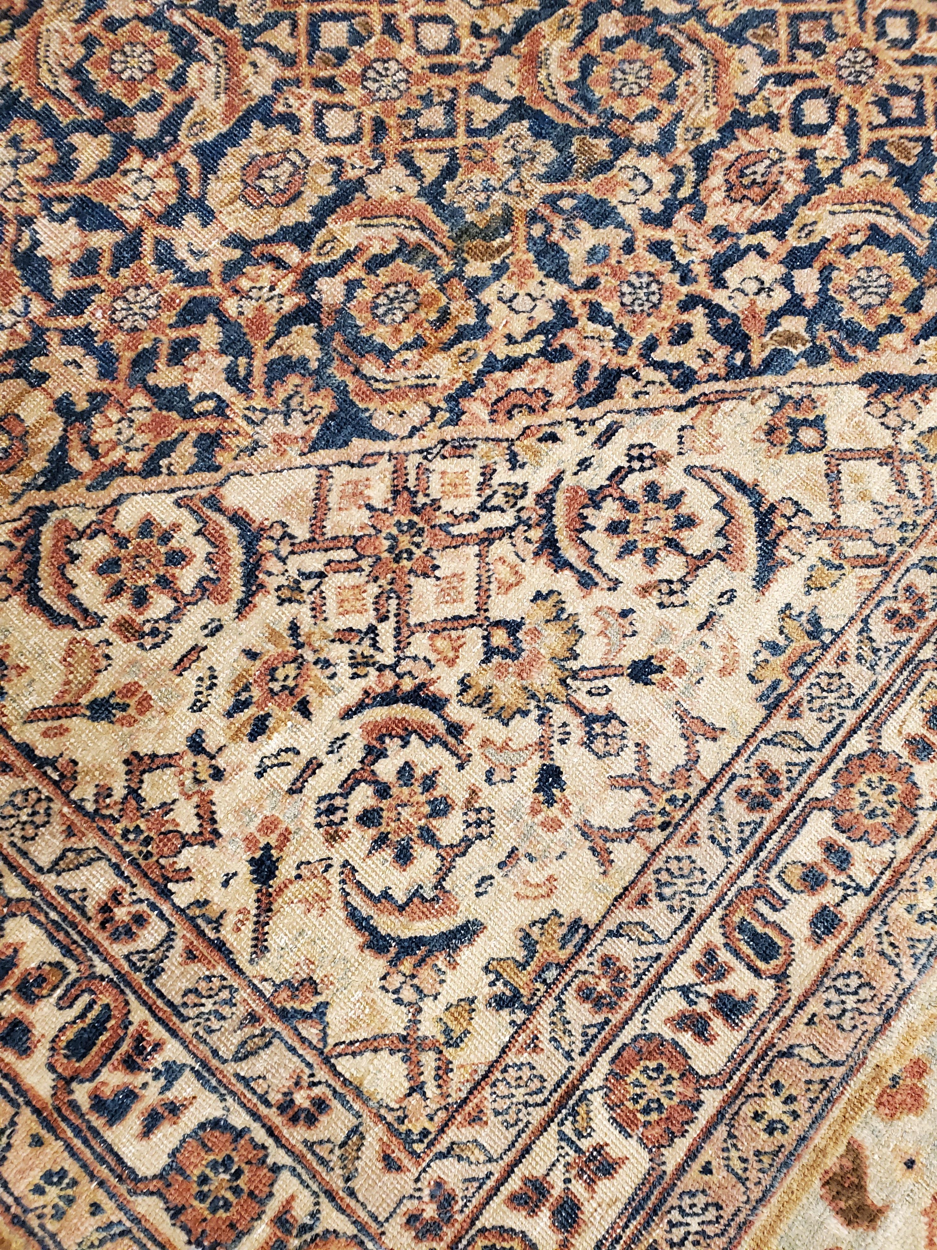 Antique Tabriz Carpet, Persian Rug, Earth Tones, Ivory, Soft Colors For Sale 3