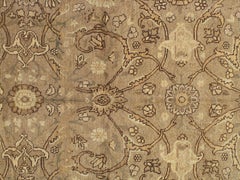 Antique Tabriz Fine Carpet, Handmade Persian Rug in Neutral, Taupe, Soft Caramel