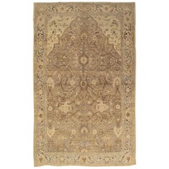 Antique Tabriz Fine Carpet, Handmade Persian Rug in Neutral, Taupe, Soft Caramel