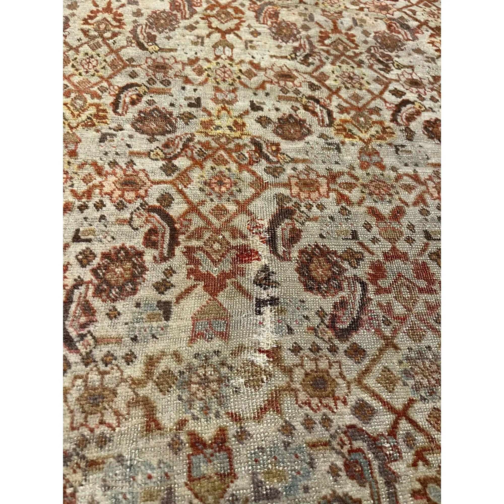 Antique Tabriz Floral Design Rug 12'5''x9'7'' In Good Condition For Sale In Los Angeles, US