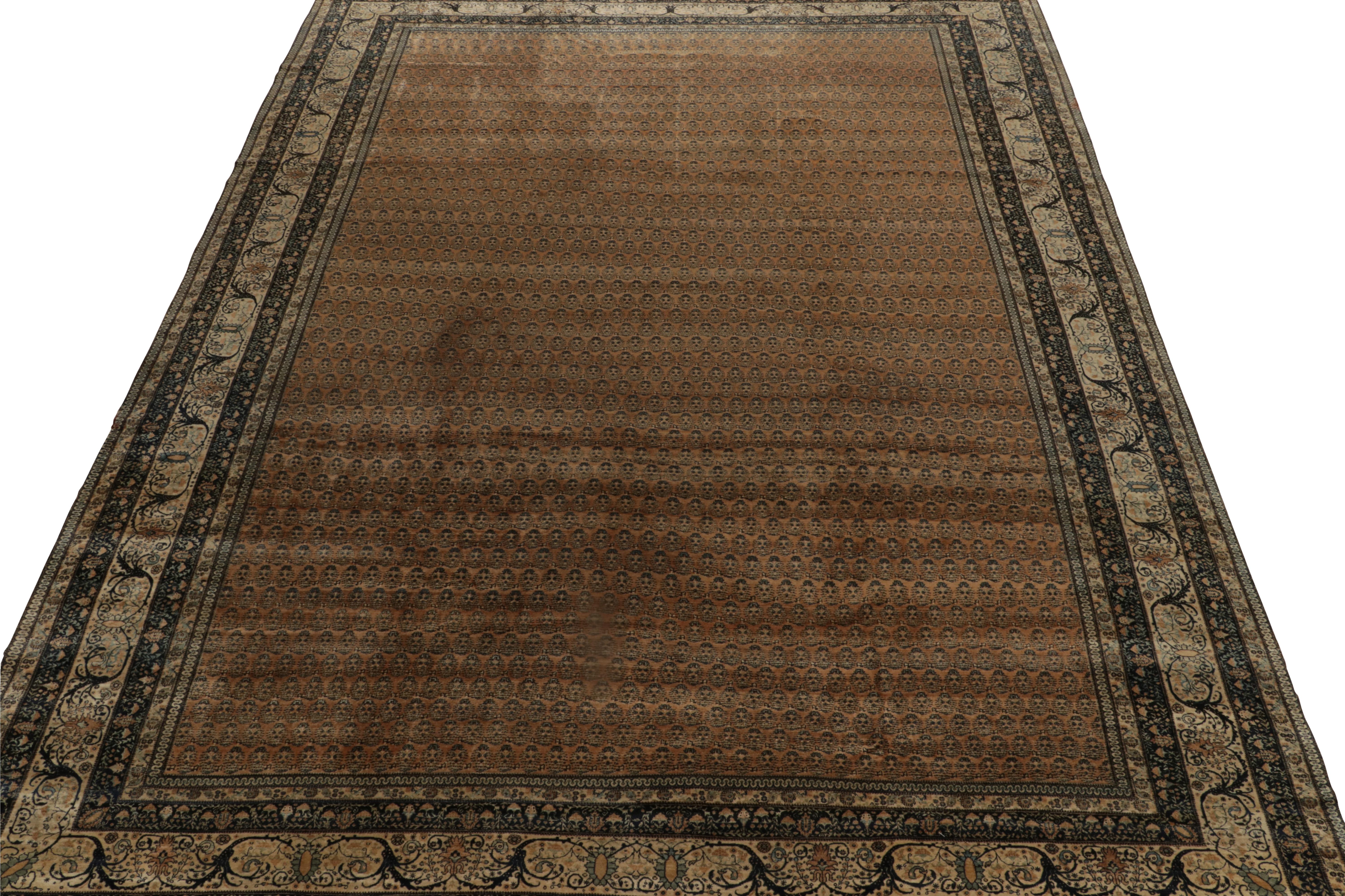 beige rug with black border