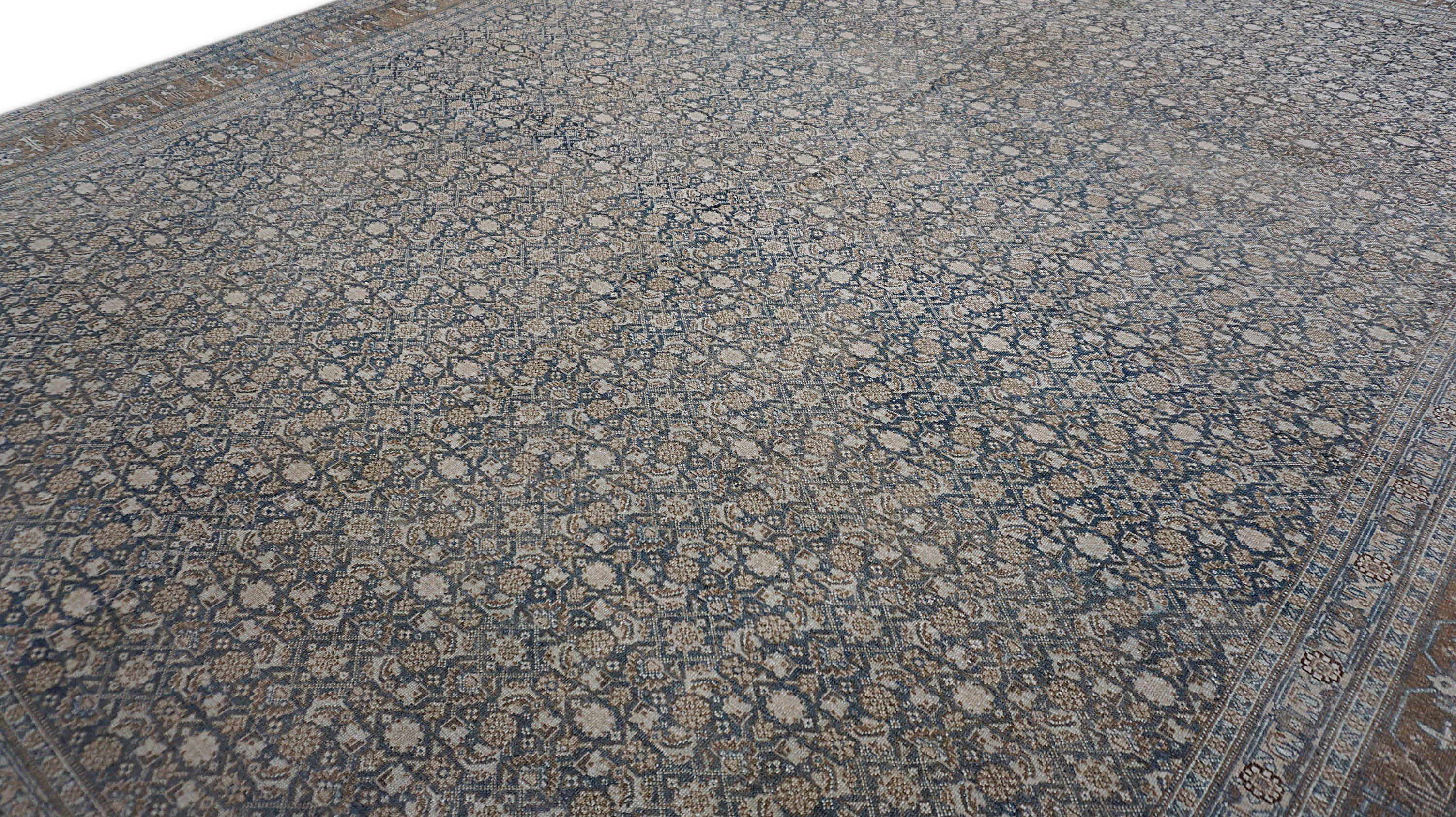 Neoclassical Antique Tabriz Geometric Pattern Wool Rug 9'6''x11'11'' For Sale