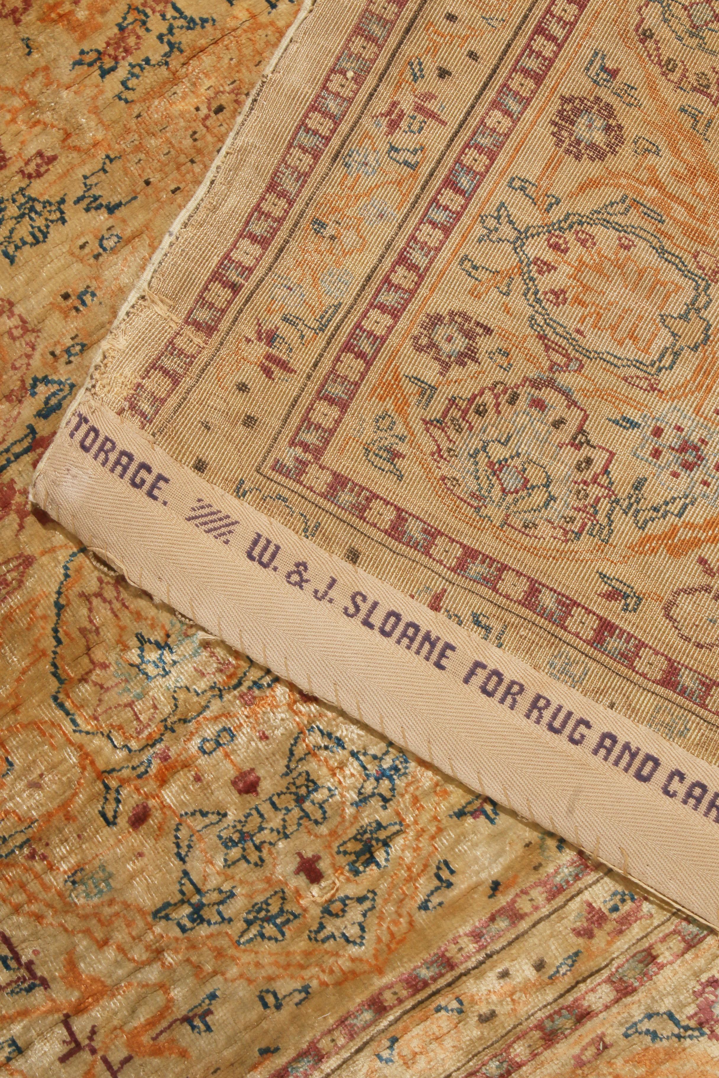 Antique Tabriz Golden Brown Silk Persian Rug by Rug & Kilim For Sale 2