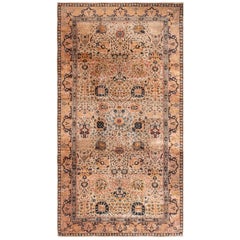 Antique Tabriz Golden-Yellow Wool Rug with 17th Century Garden Design Floral