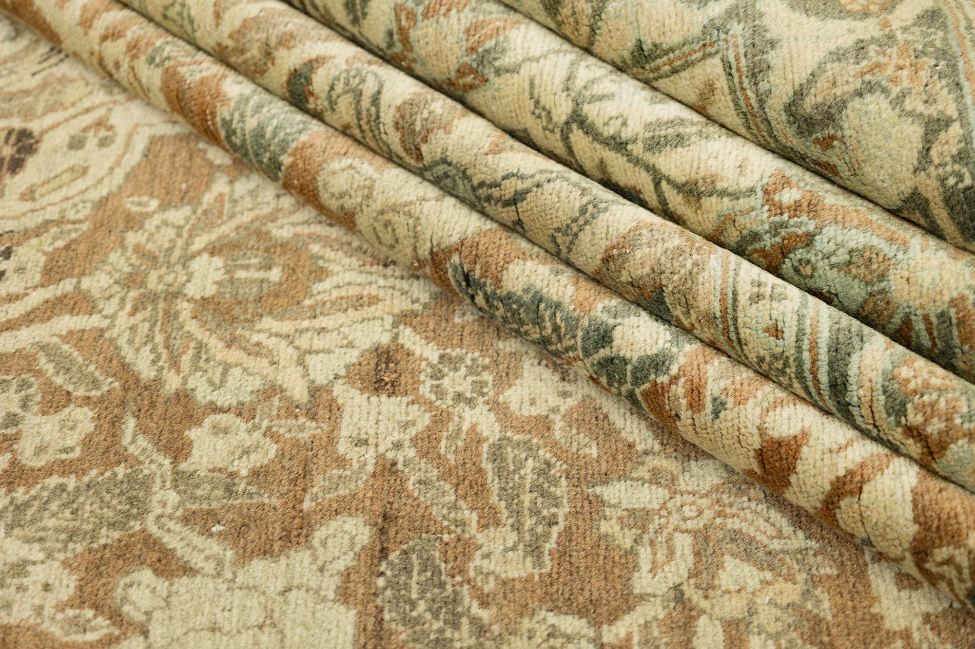 Tappeto antico Tabriz Haj Jalili, annodato a mano, 13,1 × 9,2 piedi - Beige e sabbia in vendita 2