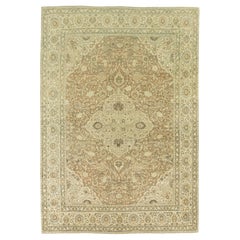 Antique Tabriz Haj Jalili Rug, Hand Knotted, 13.1 × 9.2 ft – Beige and Sand