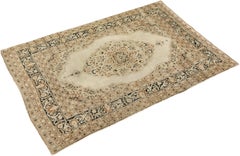 Tappeto antico Tabriz Haj Jalili, annodato a mano, 5.9 × 4.1 ft - Beige e Navy