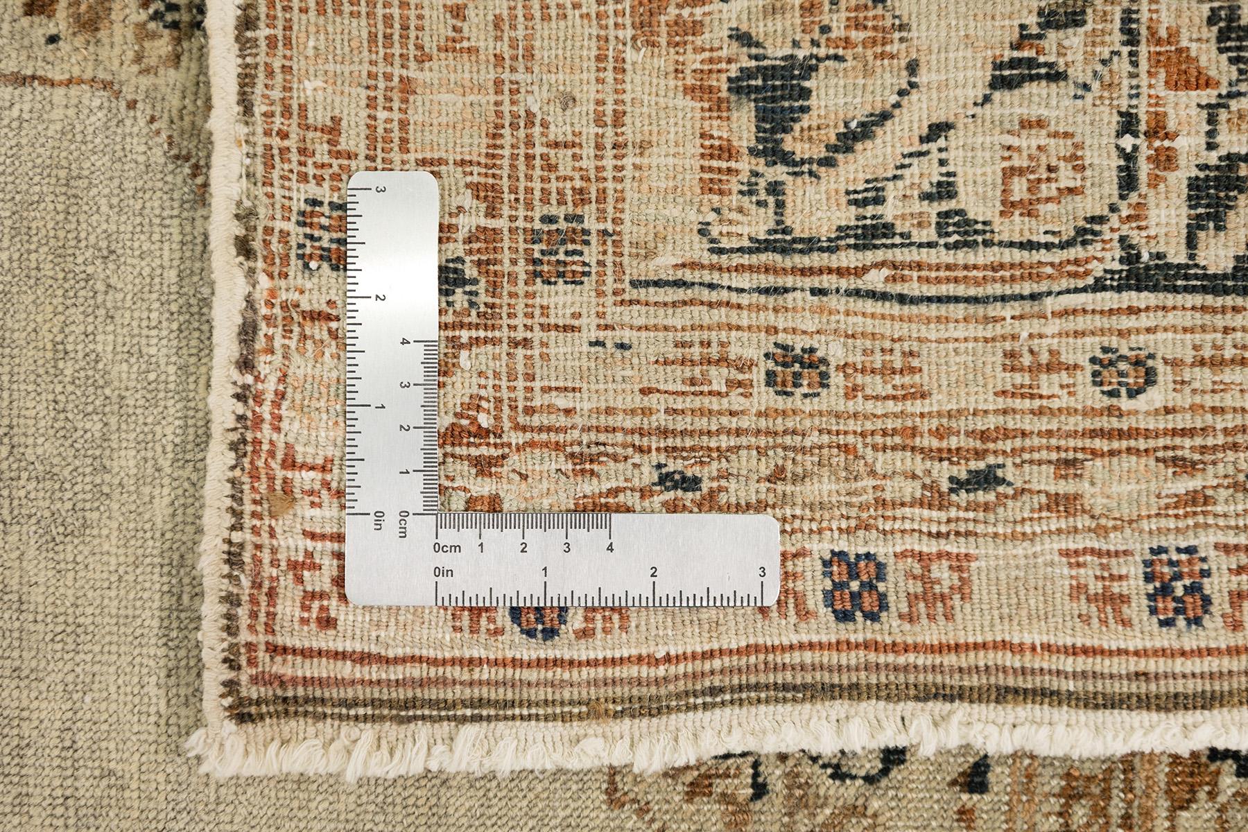 Antiker Tabriz Haj Jalili Teppich, handgeknüpft, 5.9 × 4.1 ft - Beige & Navy im Angebot 2