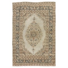 Tappeto antico Tabriz Haj Jalili, annodato a mano, 5.9 × 4.1 ft - Beige e Navy