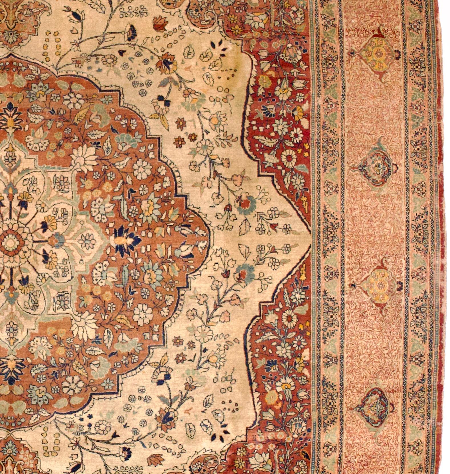 XIXe siècle Tapis antique Tabriz Haji Jalili 9'6