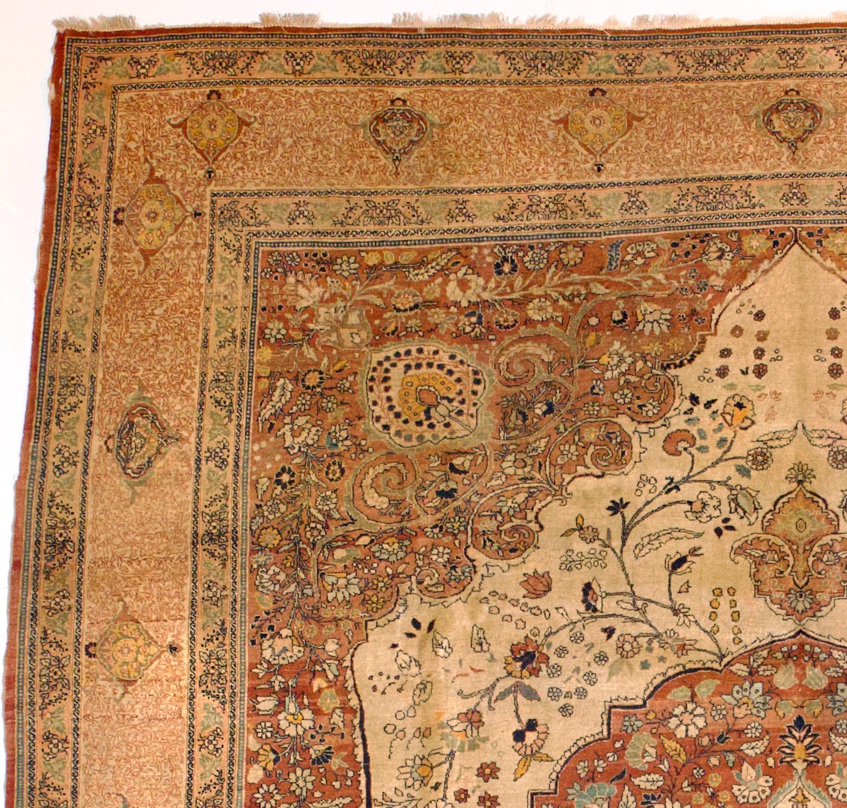 Laine Tapis antique Tabriz Haji Jalili 9'6