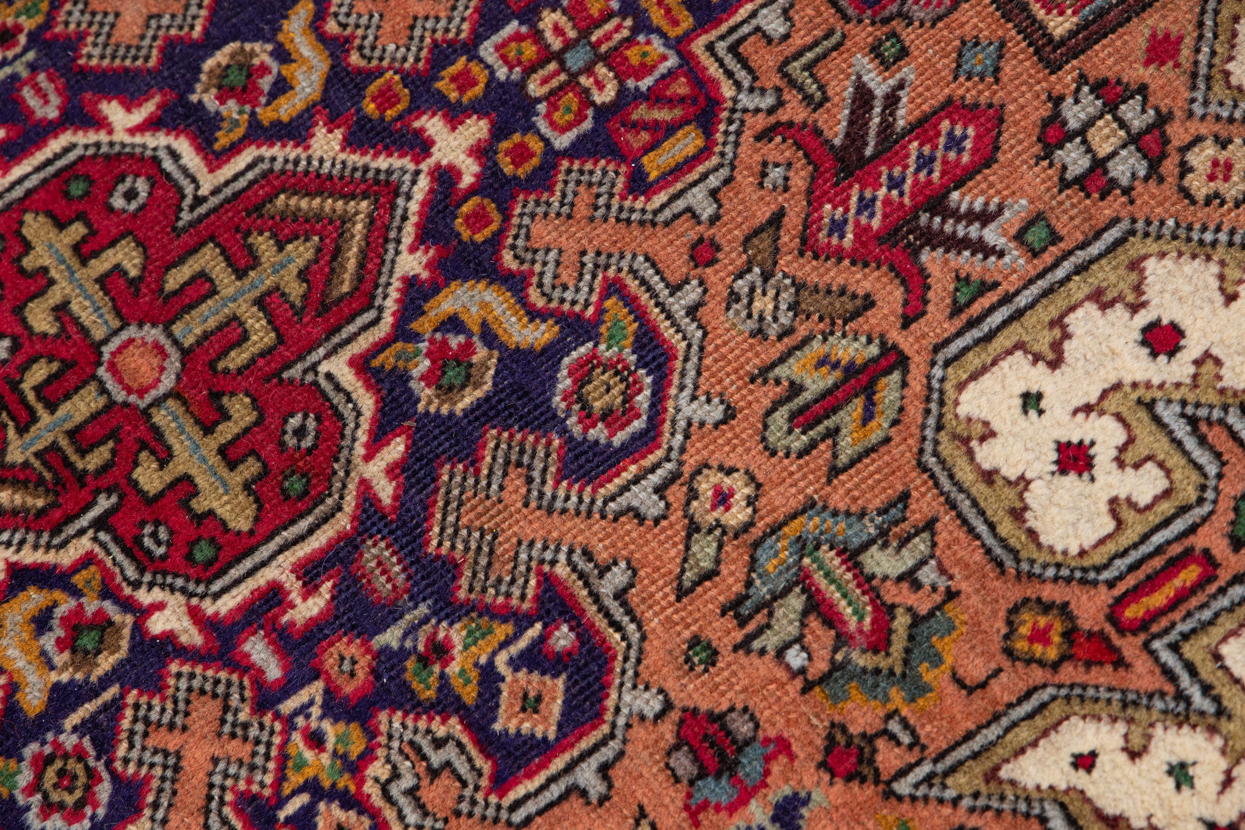 Antique Tabriz Handmade Allover Designed Beige & Red Persian Wool Rug For Sale 7