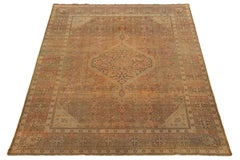 Tappeto antico Tabriz in lana persiana Tan con medaglione disegnato a mano