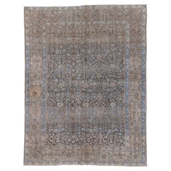 Tabriz antico in carbone con sfumature blu