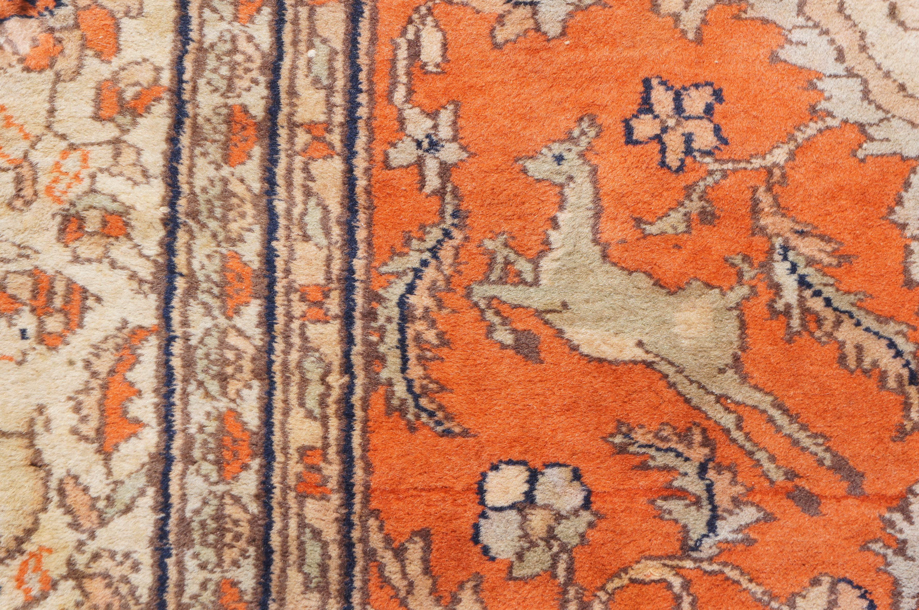 Vintage Täbris Indo Persischer Jagd-Teppich aus Wolle mit Medaillon Isfahan 12' im Angebot 1