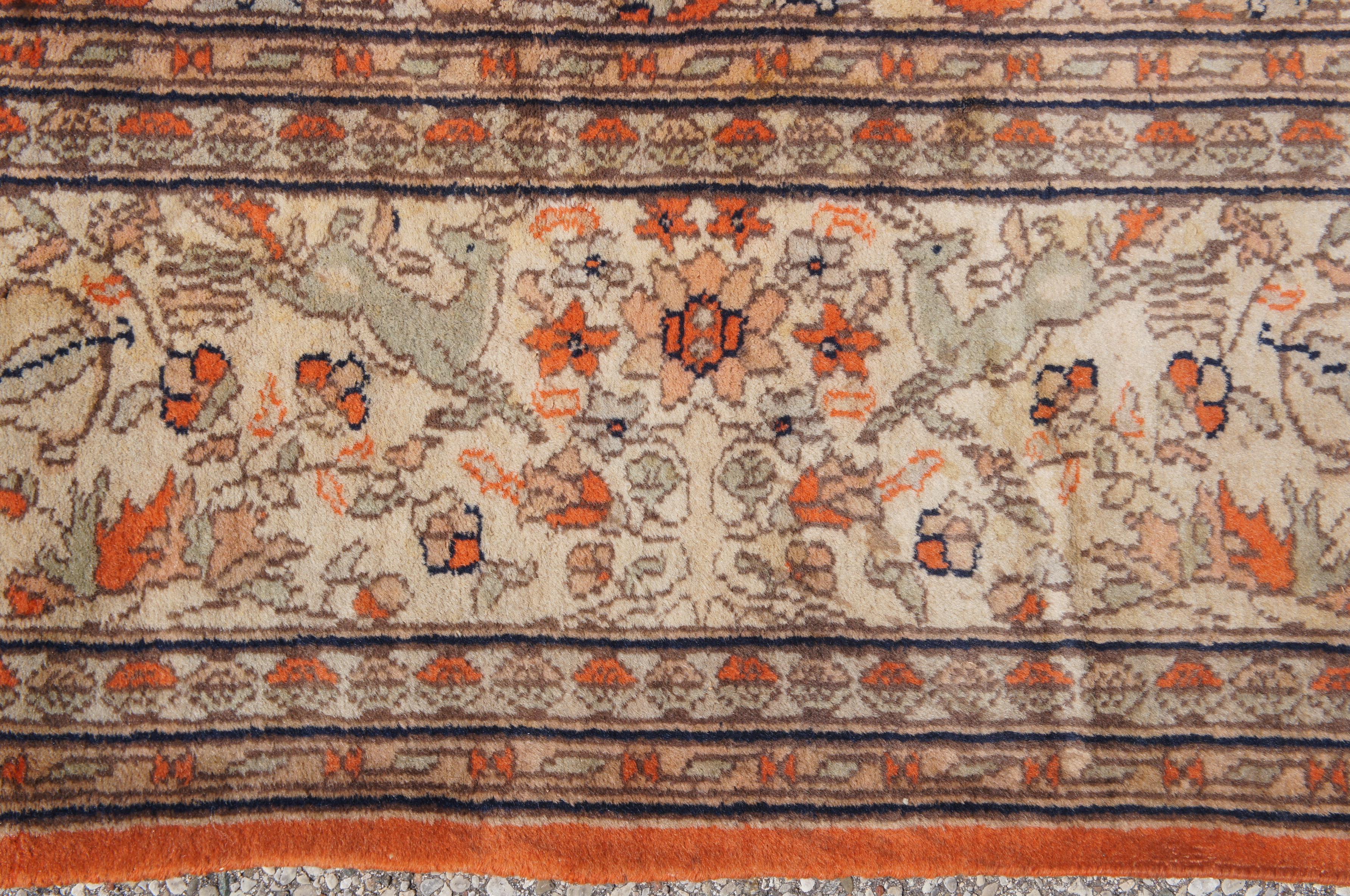 Antique Tabriz Indo Persian Hunt Area Rug Wool Medallion Isfahan For Sale 2