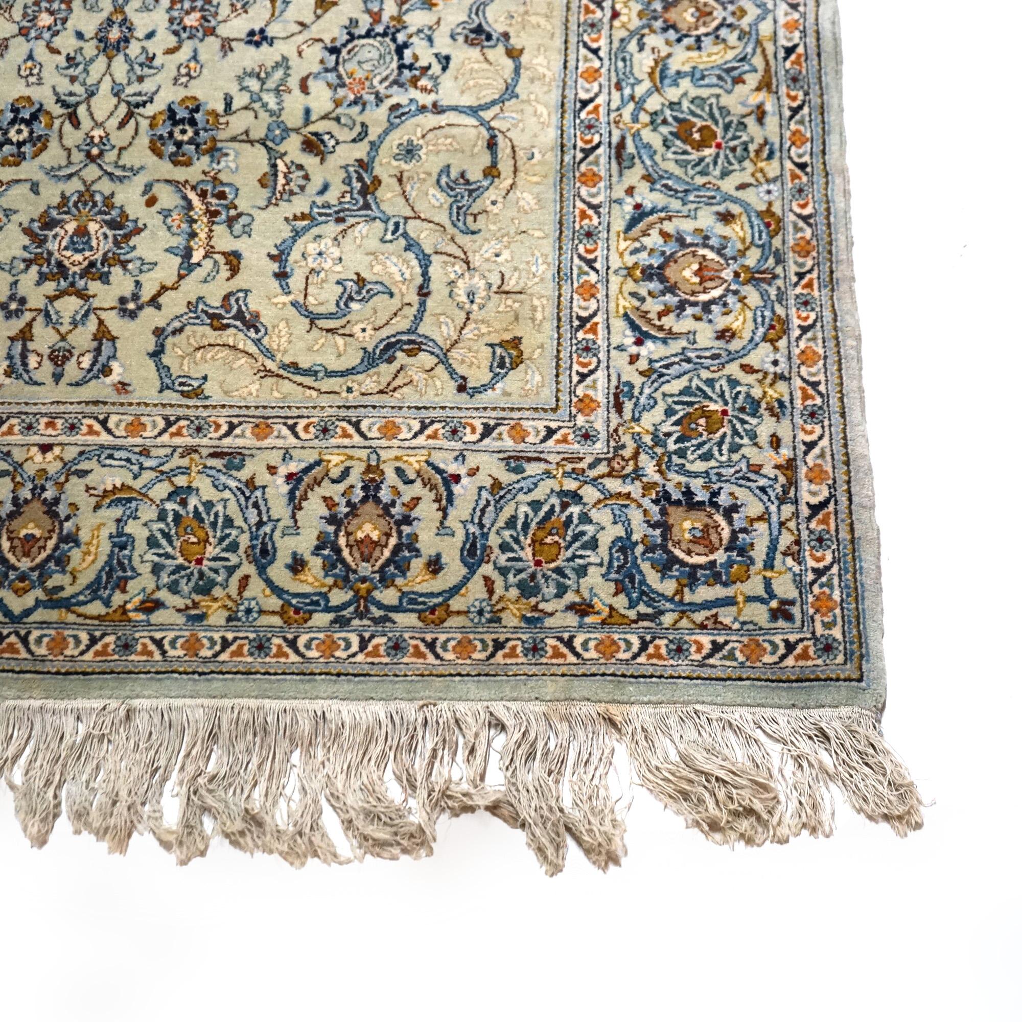 Antique Tabriz Oriental Wool Rug with Allover Floral Garden Design Circa 1940 In Good Condition In Big Flats, NY