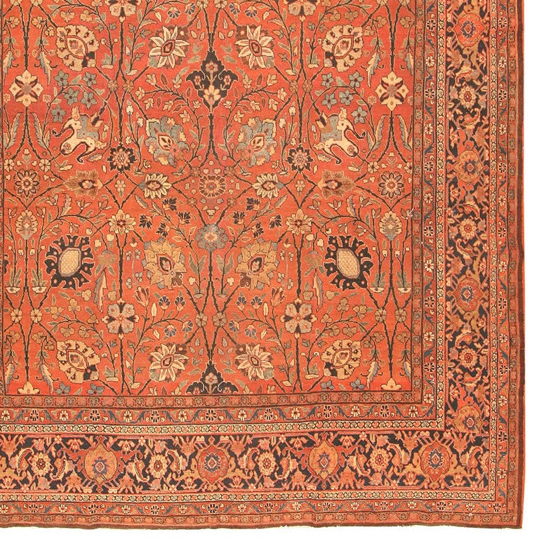 Hand-Knotted Antique Tabriz Persian Carpet, Early 20th Century. Size: 11 ft x 13 ft 9 in