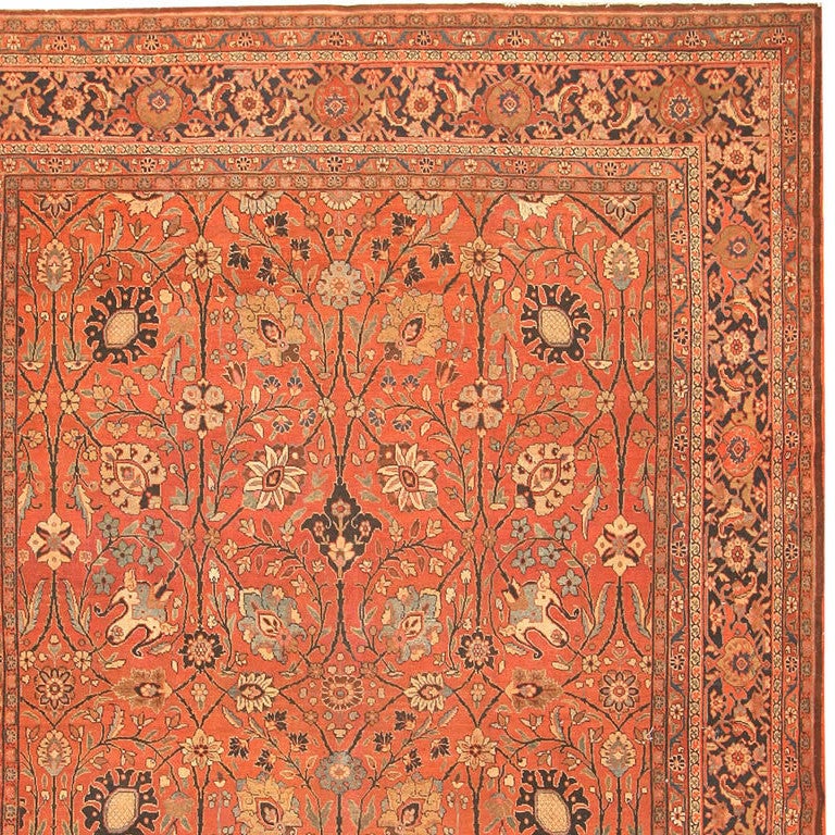 Antique Tabriz Persian Carpet, Early 20th Century. Size: 11 ft x 13 ft 9 in In Good Condition In New York, NY