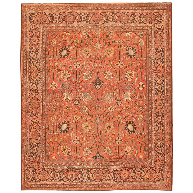 Antique Tabriz Persian Carpet, Early 20th Century. Size 11 ft x 13 ft
