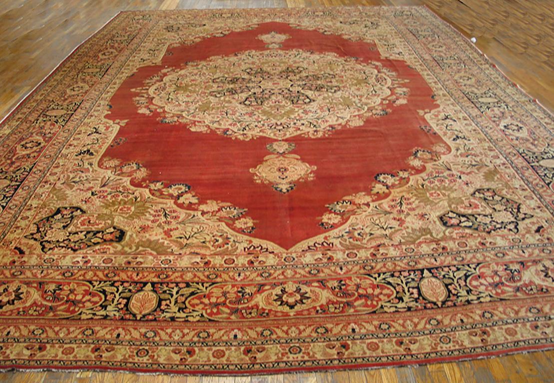 Hand-Knotted 19th Century Persian Haji Jalili Tabriz Carpet ( 13'7