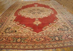 1890s Red Medallion Antique Persian Haji Jalili Tabriz Carpet 13'7"x20'2" Rug
