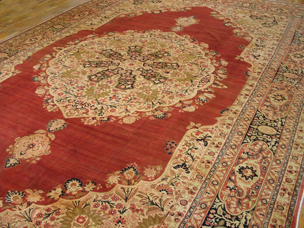 Late 19th Century 19th Century Persian Haji Jalili Tabriz Carpet ( 13'7
