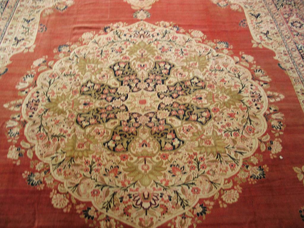 Wool 19th Century Persian Haji Jalili Tabriz Carpet ( 13'7