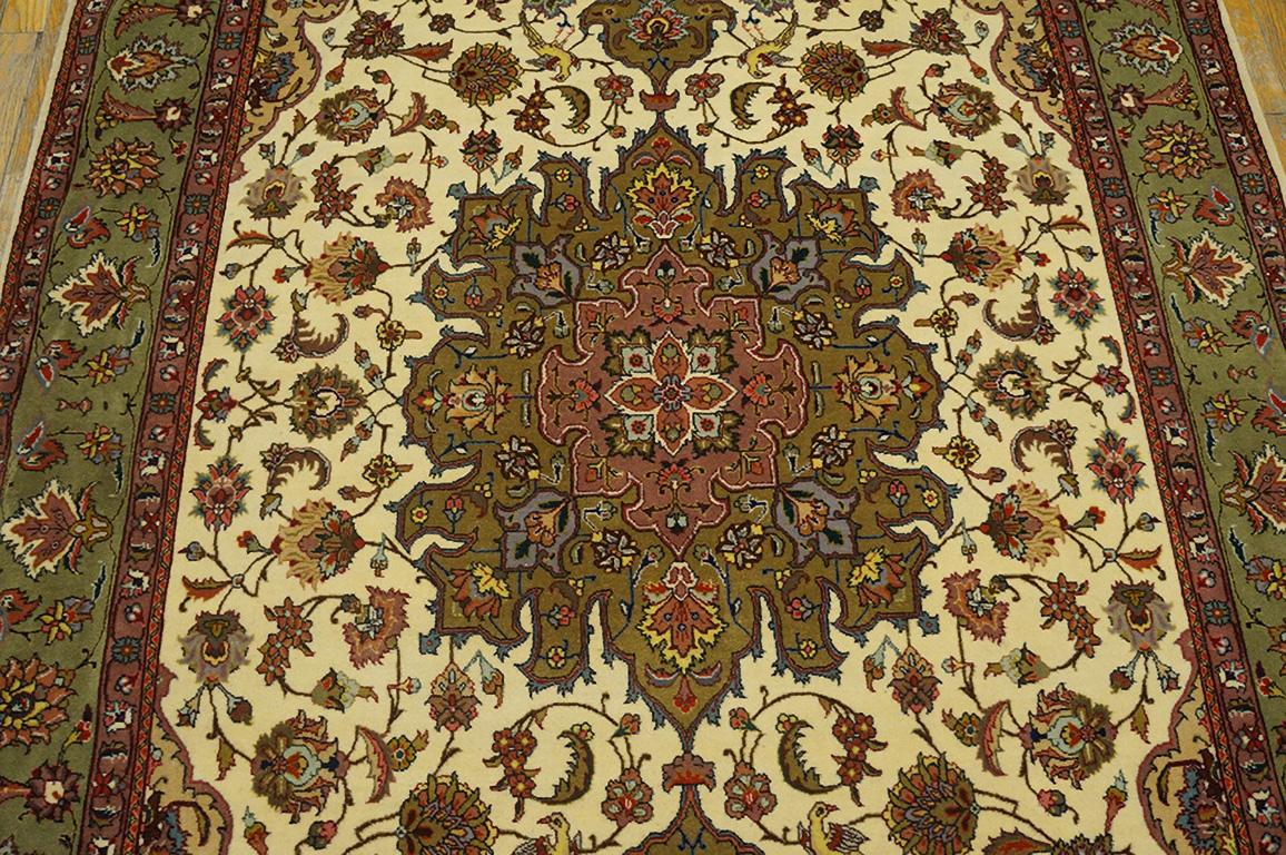 Hand-Knotted Antique Tabriz Persian Rug 5' 1