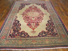 1890s Beige Medallion Antique Persian Tabriz HajiJalili Carpet 7'6''x11' Rug