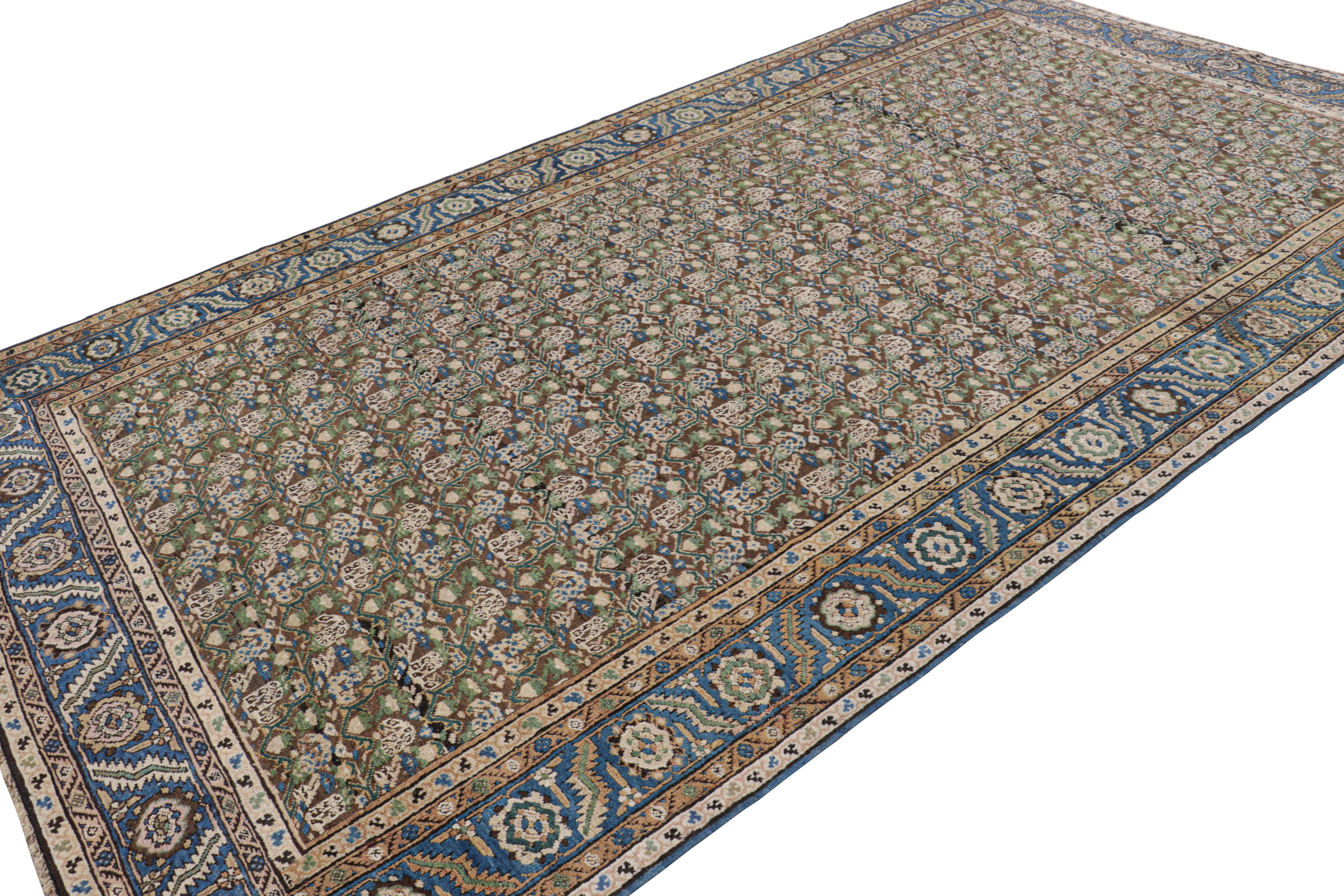Antiker Tabriz-Perserteppich in Brown mit geometrischen Blumen, von Rug & Kilim im Zustand „Gut“ in Long Island City, NY