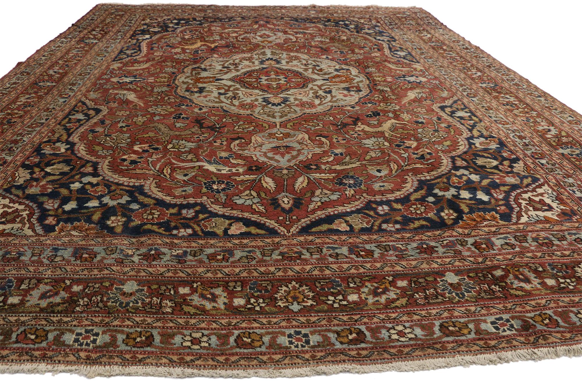 Hand-Knotted Antique Persian Tabriz Palace Size Rug with Arts & Crafts Renaissance Style For Sale