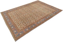Antique Tabriz Petag Rug, Hand-Knotted, 11.5x8.2 ft – Ivory & Blue